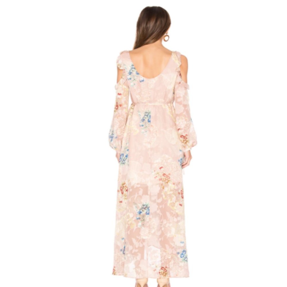 We Are Kindred Hayley Frill Cold Shoulder Pink Floral Dress - Picture 2 of 5